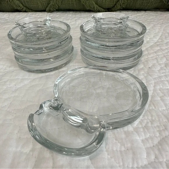 Vintage Glass Coasters with Spoon Rest (Set of 7)
